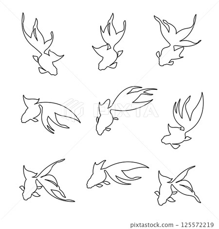 Beautiful Japanese goldfish swimming gracefully, Beautiful Japanese goldfish swimming gracefully, 125572219