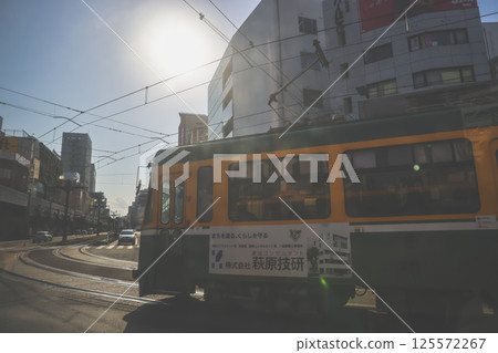 March 23 2025 City Scene Featuring Tram and Urban Landscape in Daylight March 23 2025 City Scene Featuring Tram and Urban Landscape in Daylight 125572267