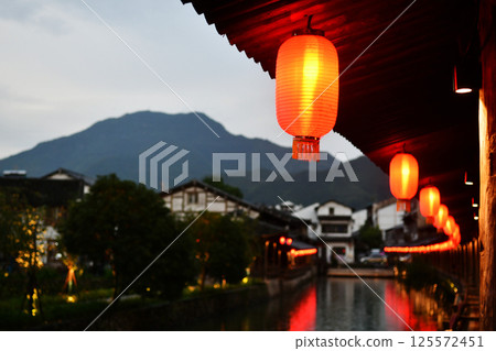 traditional Chinese style corridors, Zhejiang Province, China traditional Chinese style corridors, Zhejiang Province, China 125572451