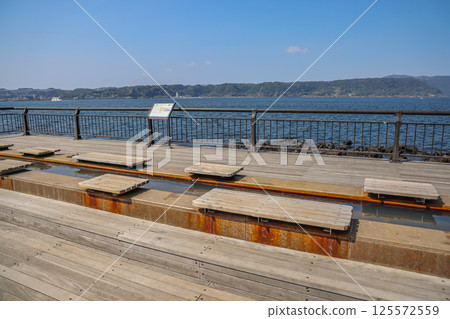 March 23 2025 Relaxation Deck Overlooking Calm Ocean on a Sunny Day, Japan 125572559