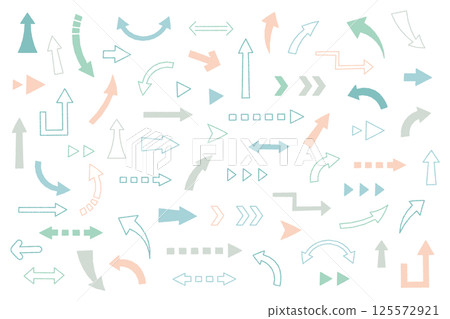 Set of hand-drawn arrows Icon Simple Vector Illustration Line Variation Cute Flat 125572921