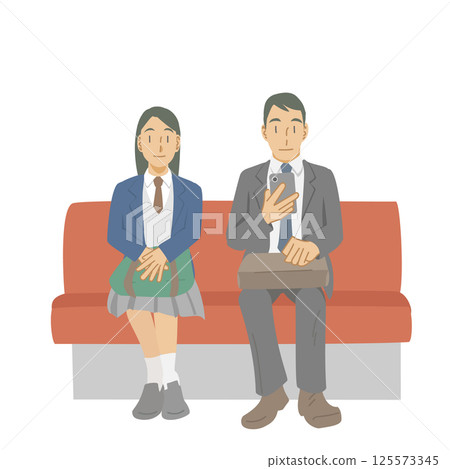 A businessman and a female student sitting in a seat 125573345