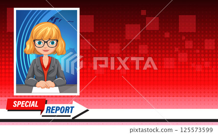 Animated News Anchor Illustration 125573599
