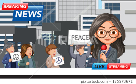 Breaking News: Peaceful Protest Illustration 125573671