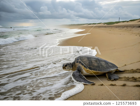 sea turtle on beach 125573693