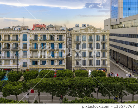 Streets of the new town of Tunis, Tunisia 125573767