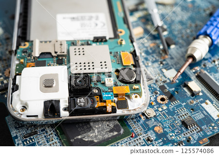 Repairing and upgrade circuit mainboard of notebook, electronic, computer hardware and technology. 125574086