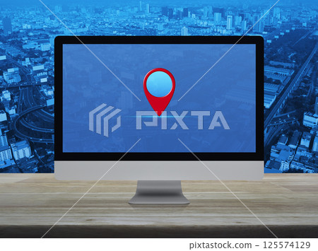 Technology map pointer navigation online concept Technology map pointer navigation online concept 125574129
