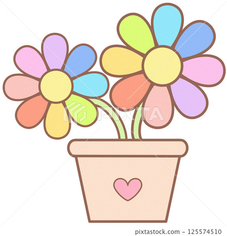 rainbow flowers in the pot pride month set 125574510