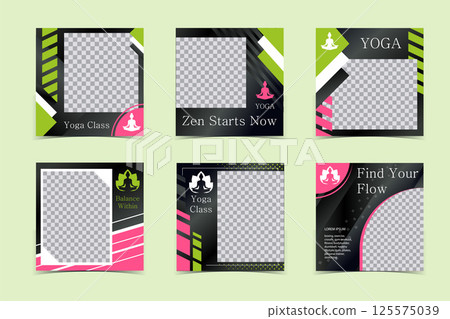 Yoga Social Media Templates. Square Photo Frames for Yoga Branding 125575039