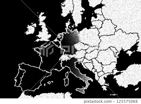 Halftone-style map of Europe during blackout in May, 2025 125575068