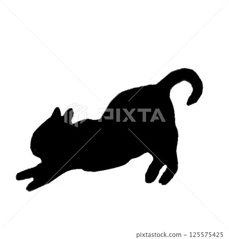 Cat silhouette with transparent background PNG | Simple black cat material 125575425