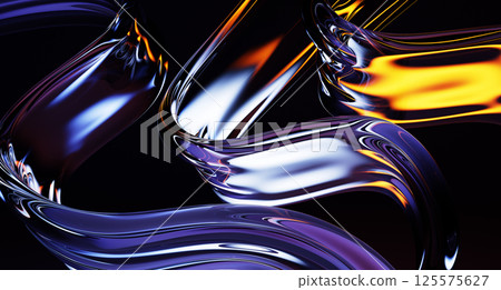 3d abstract liquid glass transparent wave streams on black background. Chromatic fluid flow curve shapes, water ribbons with colorful light iridescent neon holographic gradient render. 3D illustration 3d abstract liquid glass transparent wave streams on black background. Chromatic fluid flow curve shapes, water ribbons with colorful light iridescent neon holographic gradient render. 3D illustration 125575627