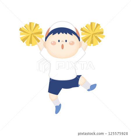 穿著運動服的男孩拿著絨球跳舞的插圖 7 穿著運動服的男孩拿著絨球跳舞的插圖 7 125575928