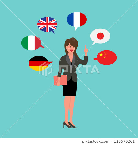 Business woman speaking many different languages. 125576261