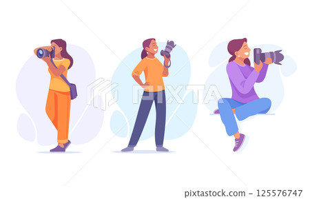 Creative photographers are actively engaged in capturing a variety of stunning shots Creative photographers are actively engaged in capturing a variety of stunning shots 125576747