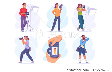 Photographers capture unforgettable moments in studio and outdoor settings for diverse clients Photographers capture unforgettable moments in studio and outdoor settings for diverse clients 125576752