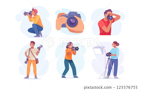 Diverse Photographers Skillfully Capturing Moments and Memories with Their Cameras 125576755