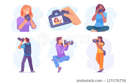 A diverse range of talented photographers is engaged in capturing beautiful moments in action A diverse range of talented photographers is engaged in capturing beautiful moments in action 125576756