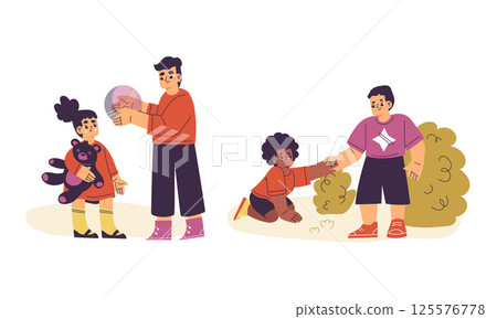Children Engaging in Various Outdoor Activities and Playtime for Their Enjoyment and Growth 125576778
