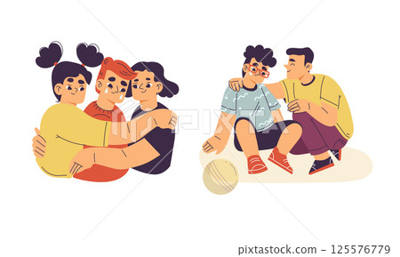 Heartwarming Moments of Friendship Kids Laughing, Playing, and Embracing Each Other Together 125576779