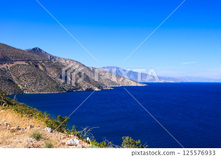 Greek seaside with cliffs 125576933