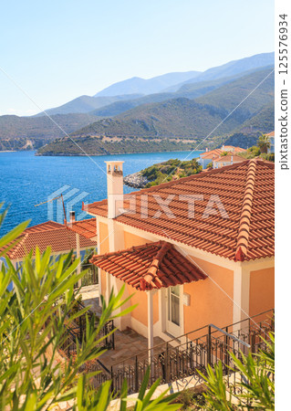 Houses roof on greek seaside Houses roof on greek seaside 125576934
