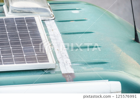 Solar panels on van car top 125576991