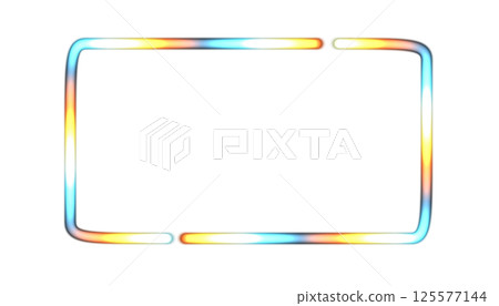 Laser rectangle frame, neon border. transparent Electric lights horizontal glow outline shape or glowing lines. Abstract background with space for your text. Png 125577144