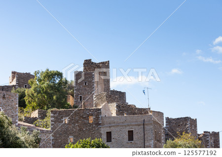 Stone old tower house on Mani, Greece. 125577192