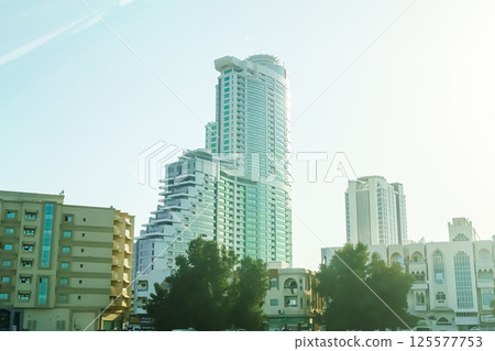 Fujairah, United Arab Emirates - View Evening Lighting in Fujairah City Fujairah, United Arab Emirates - View Evening Lighting in Fujairah City 125577753