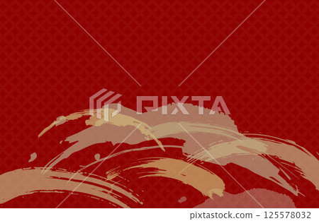 日式紅色/栗色 x 金色背景向量插圖素材 125578032