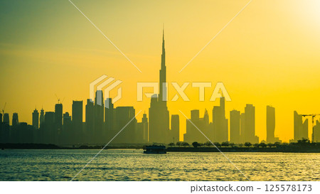 Dubai, UAE- 25.04.2025: Dubai city view during daytime, Creek Harbor city area 125578173