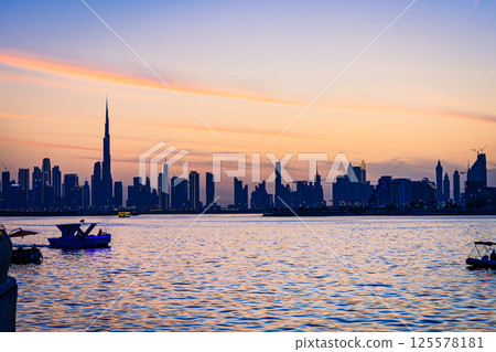 Dubai, UAE- 25.04.2025: Dubai city view during daytime, Creek Harbor city area 125578181