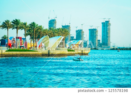 Dubai, UAE- 25.04.2025: Dubai city view during daytime, Creek Harbor city area 125578198