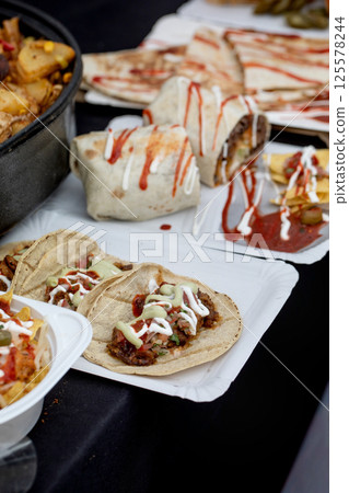 Mexican Street Food Feast with Tacos 125578244