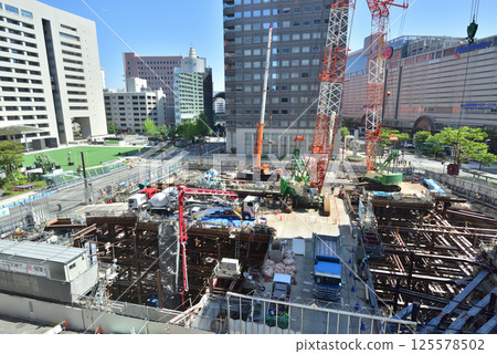 Tenjin Big Bang: New building construction site in front of Fukuoka City Hall. View from One Building. 125578502