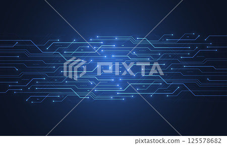 Abstract blue glowing line technology circuit board background design. Communication dot and line speed internet concept. Vector illustration Abstract blue glowing line technology circuit board background design. Communication dot and line speed internet concept. Vector illustration 125578682