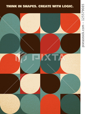 Bauhaus Poster with Shapes and Logic in Retro Colors 125579085