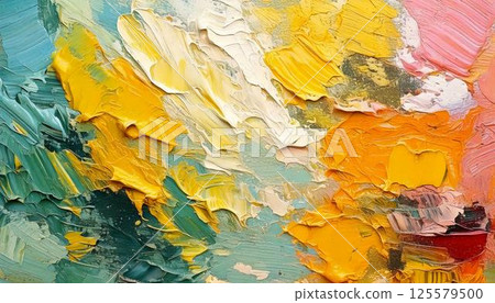 Spring image: Colorful oil painting abstract art texture stylish background 125579500