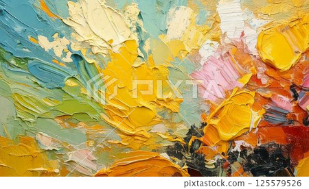 春意：色彩鮮豔的油畫抽象藝術質感時尚背景 125579526