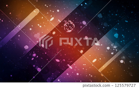 Abstract glowing casino background with flying dice and card symbols in colorful neon lights. Concept of gambling theme, digital luck, casino design, futuristic entertainment, bg 125579727