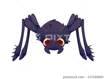 Letter M as cute cartoon black spider character, kids animal alphabet, funny zoo mascot font, children English typeface. Abc type letter as funny insect with big eyes, fluffy fur and long curved legs Letter M as cute cartoon black spider character, kids animal alphabet, funny zoo mascot font, children English typeface. Abc type letter as funny insect with big eyes, fluffy fur and long curved legs 125580084