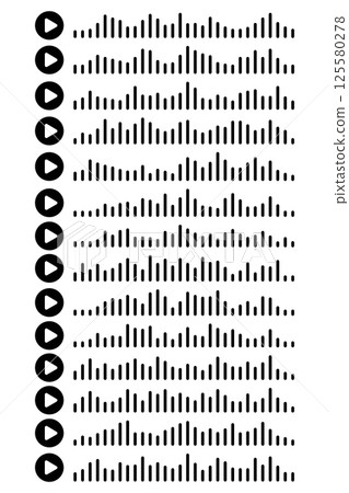 Audio wave icon sound song podcast set on an isolated white background. Voice message. Vector illustration Audio wave icon sound song podcast set on an isolated white background. Voice message. Vector illustration 125580278