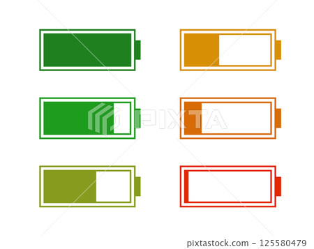 Level battery energy icon set. Powerfully full and power low up status batteries. Energy reusing concept. Alkaline tags. Battery charging point, charge indicator. Mobile plug. Vector illustration. Level battery energy icon set. Powerfully full and power low up status batteries. Energy reusing concept. Alkaline tags. Battery charging point, charge indicator. Mobile plug. Vector illustration. 125580479