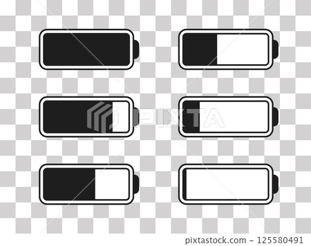 Level battery energy icon set. Powerfully full and power low up status batteries. Energy reusing concept. Alkaline tags. Battery charging point, charge indicator. Mobile plug. Vector illustration. Level battery energy icon set. Powerfully full and power low up status batteries. Energy reusing concept. Alkaline tags. Battery charging point, charge indicator. Mobile plug. Vector illustration. 125580491