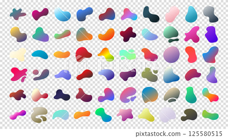 Fluid blob gradient elements. Liquid shapes, round abstract elements. Blotch shapes in neon colors. Simple water forms. Set of gradient blob liquid elements. Vector illustration Fluid blob gradient elements. Liquid shapes, round abstract elements. Blotch shapes in neon colors. Simple water forms. Set of gradient blob liquid elements. Vector illustration 125580515