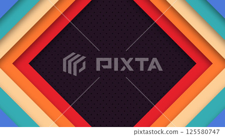 Abstract 1970's 1980's 1960's 1950's colorful background with circles element and retro colors. Realistic design in futuristic retro style. Vector funky illustration. 125580747