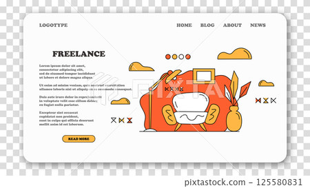 Organization of work process in the house. Remote work benefits. Distant work. Freelance. Homework. Scene of organization and workflow improvement. Landing page concept vector illustration. 125580831
