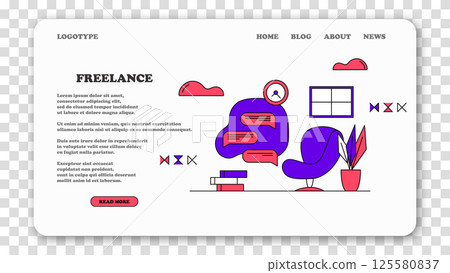 Organization of work process in the house. Remote work benefits. Distant work. Freelance. Homework. Scene of organization and workflow improvement. Landing page concept vector illustration. 125580837